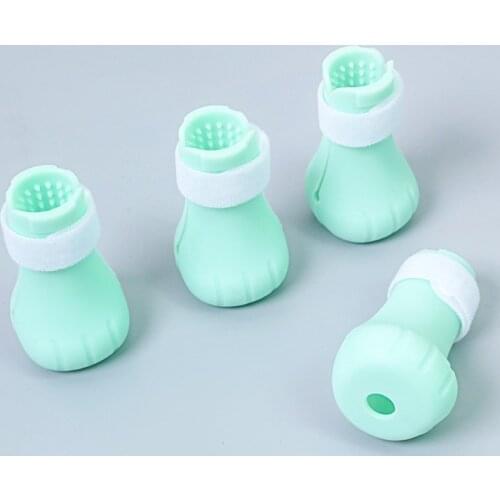 4pcs Anti-Scratch Shoes For Cats Adjustable Pet Cat Boots Bath Washing Claw Paw Cover Protector Silicone Cat Grooming Supplies