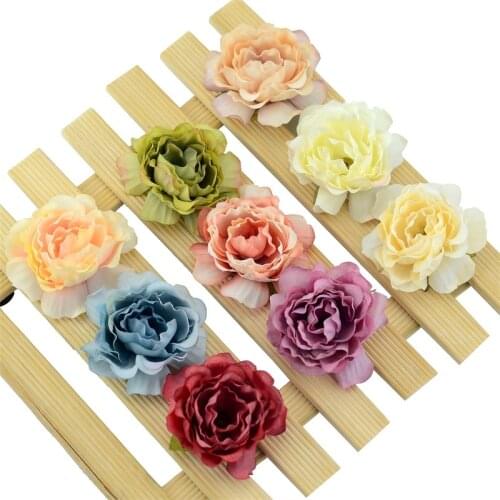 50pcs Oil Painting Materials Artificial Silk Rose Flowers Heads European Fall Vivid Cheap Carnation Fake Wedding Home Decoration