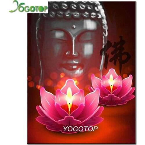 5D DIY Diamond Painting Wall Sticker Full Square Drill Lotus Buddha Zen Cross Stitch Home Decor Beadwork Embroidery Gift YY1664