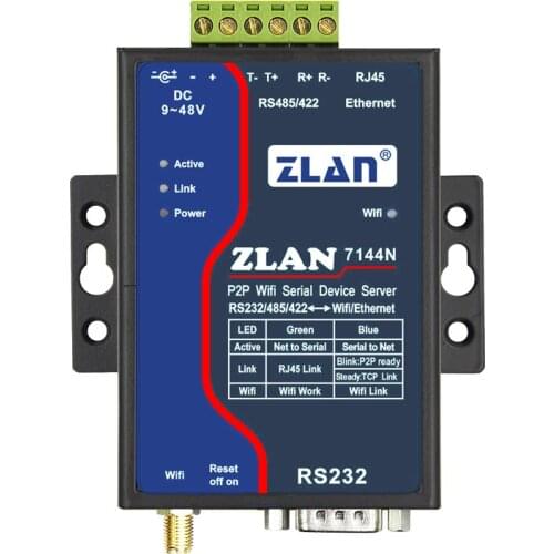 Wireless serial server serial port RS232/485/422 to Wifi P2P ZLAN7144N