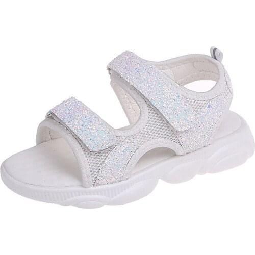 Glitter Sequin Girls Sandals 2020 Summer New Korean Princess Dress Shoes Little Girls Sweet Children Beach Shoes Girls Shoes