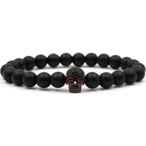 HIP Hop 1PC Shantou Stone bracelet Black matte stone with zircon bracelet For Men Women Jewelry Dropshiping