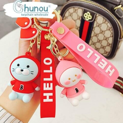 2021 Cute Animal Seal Keychain Creative 3D Cartoon Doll Key Chain Ring Ladies Bag Charm Keychains Pendant Friends Gift Wholesale