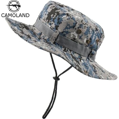 CAMOLAND Summer UPF 50+ Sun Hat For Women Man Military Army Bucket Hats Camouflage Boonie Caps Outdoor Hiking Fishing Cap