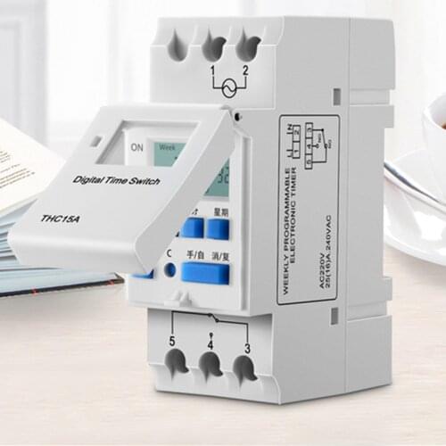 AC 220V Digital LCD Power Timer Programmable Time Switch Relay 16A temporizador Din Rail