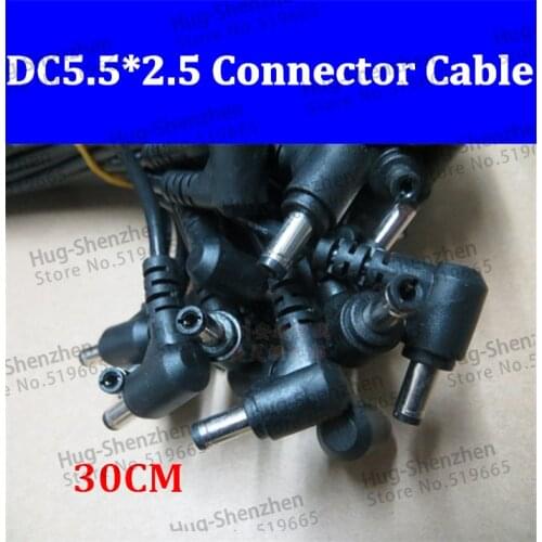 DC Power Angle male 5.5x2.5 fork Connector Cable Plug Jack Adapter , DC Pigtail Male 90 Degree Wire 5.5*2.5 , 20pcs