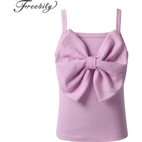 Children Summer Casual Top Fashion Spaghetti Shoulder Straps Oversized Bowknot Kids Tank Top Camisole Girls Swim Tops Beachwear