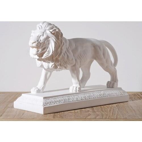 AFRICAN RESIN BLACK WHITE LION ANIMAL FIGURINES SCULPTURE HOME DECORATION CREATIVE FOR NEW HOUSE STATUES GIFTS CRAFTS