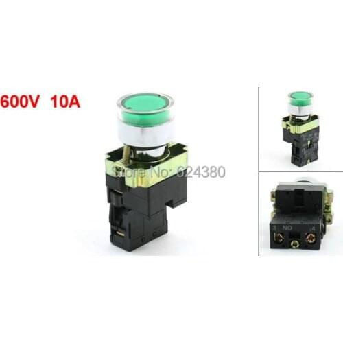XB2-BW3351 600V 10A Signal Light Indicator Green Momentary Push Button Switch Non Lock SPST 1 NO N/O Normally Open 22mm 7/8"