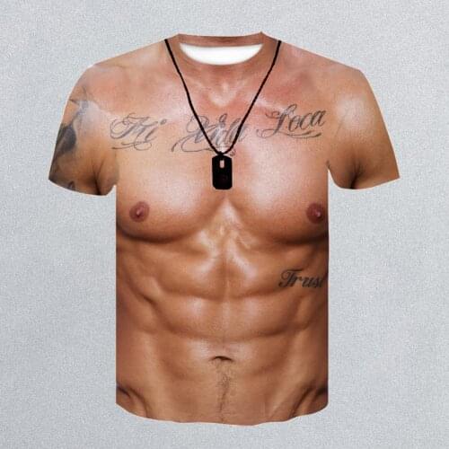 Summer Men Top T shirt Funny 3D Muscle Print Men Short Sleeve t shirt for Men harajuku Round Neck T-shirts Streetwear camisetas