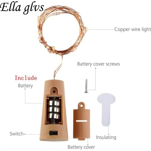 10pcs 2m Copper Wire String Light Included Batteries For Glass Craft Bottle Fairy Valentines Wedding Decoration Christmas