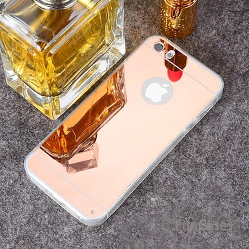 Exquisite Electroplating Mirror Case For iPhone6 6S 5 S SE 6 Plus 6S Plus Clear Soft TPU Frame+Acrylic Back Cover iphonw