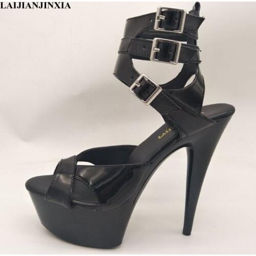 LAIJIANJINXIA New Romantic Sexy 15cm Thin High-Heels Sandal 5cm Platform Shoes Nightclub Pole Dancing Shoes Open Toe Sandals