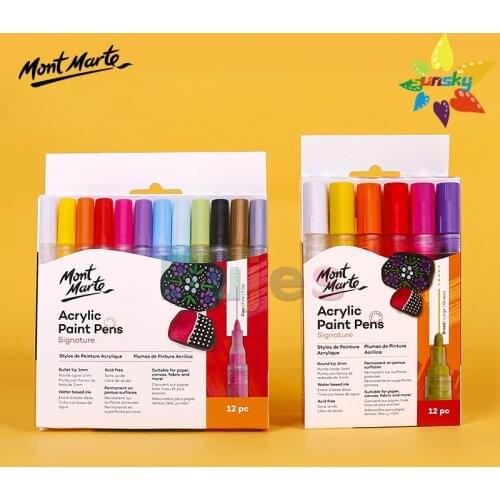 Mont Marte Acrylic marker 12 color photo album DIY acrylic paint marker color pen set hand painted graffiti pen art supplies