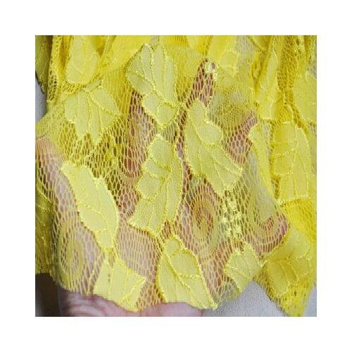 Soft Elastic Gold Leaves Lace Fabric Windows,Scarf Cloth DIY Material Width 150cm 1meter