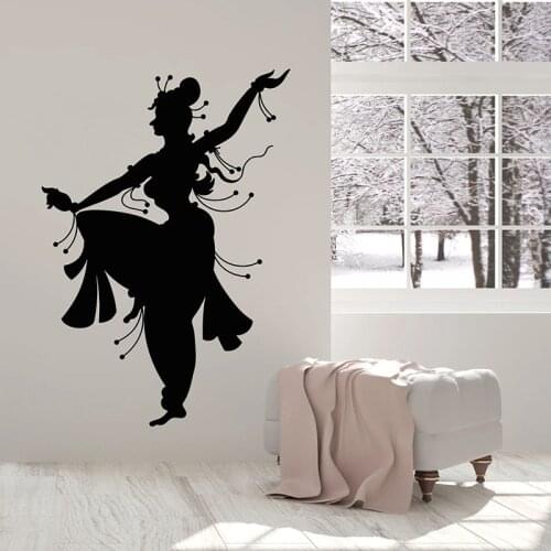 India Style Wall Decal Indian Woman Dancer Belly Dance Girl Room Interior Decor Window Vinyl Stickers Silhouette Wallpaper E465