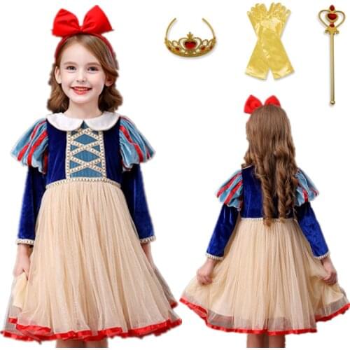 Dress For Girls Cosplay Party Princess Costume Halloween Kids Disfraz 4-10 Year Children Clothes Long Sleeve Disguise