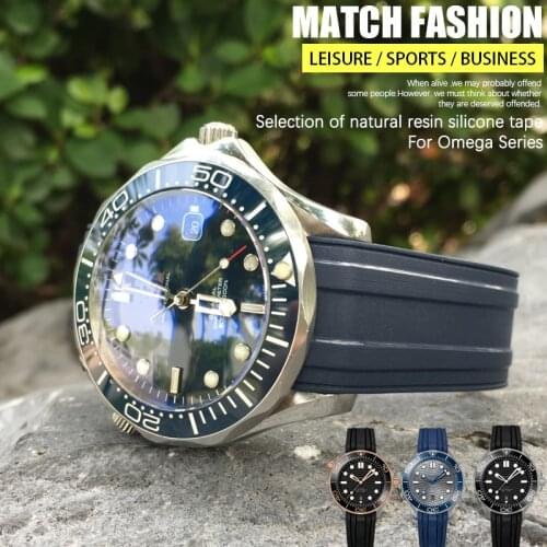 20mm High Quality New Style Fluorine Rubber Watch Strap for Omega Seamaster Ocean Seamaster 300 AT150 DE VILLE Watch
