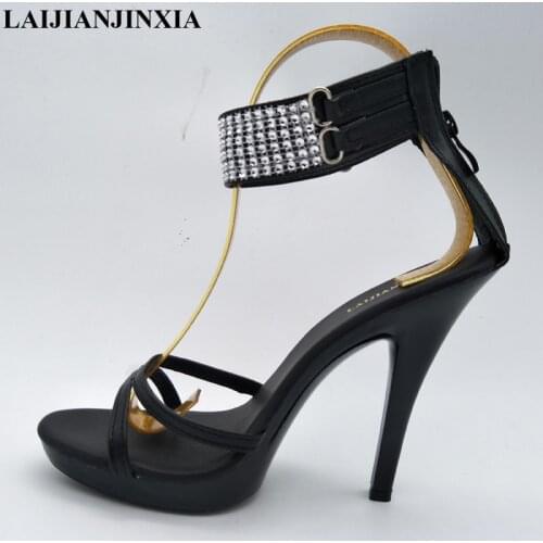 LAIJIANJINXIA Summer Peep toe Sandals shallow mouth 13cm Super High Women Shoes 5 Inch Thin High-Heeled Pumps Ankle strap shoes