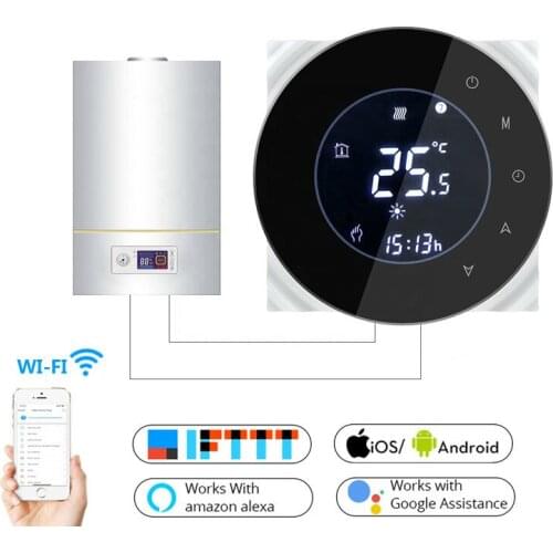Wifi Smart Water/Gas Boiler Thermostat Tuya Remote Control Backlight Weekly Programmable LCD Touch Screen Temperature Controller
