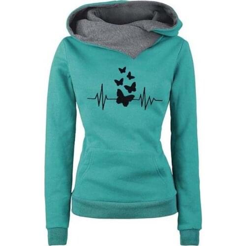 Hoodies Women Autumn Winter Fashion Butterfly Embroidery Long Sleeve Pocket Pullovers Tops Female Warm Oversized Sweatshirts