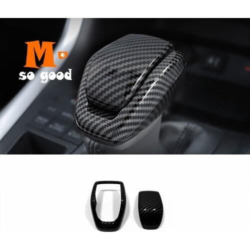 Carbon/Matte/Wood For Toyota Highlander Kluger RAV4 2020 2021 Accessories Car gear shift lever knob handle decor sticker Cover
