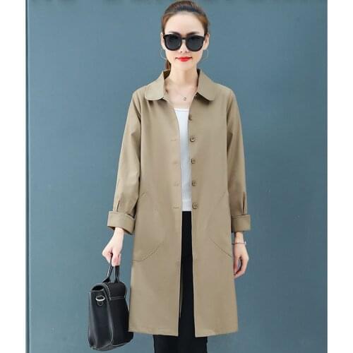 Womens 2019 new spring and autumn small man long section ladies windbreaker jacket thin section A426