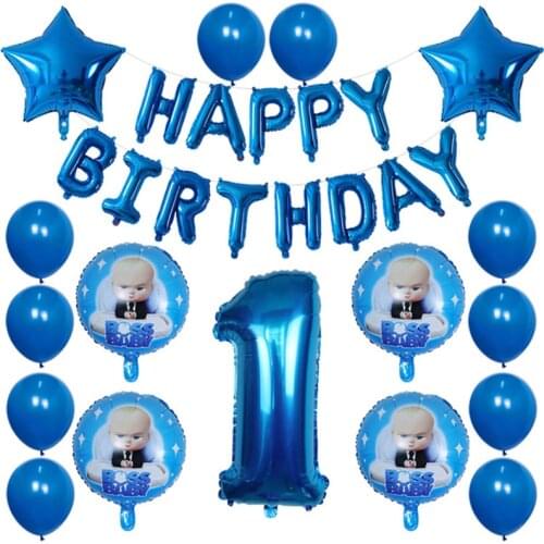 30pcs Baby Boss balloons Happy Birthday Party Foil Helium Balloons Kids Birthday Party Decorations Air Globos Bou Girl Supplies