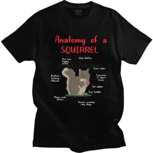 Funny Squirrel Anatomy Tshirts for Men Short Sleeve Leisure T Shirt Fashion Animal T-shirt Fitted Cotton Tee Tops Gift Idea