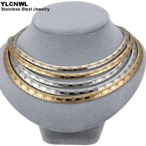 Gold Color Stainless Steel Heart Choker Necklaces For Women Chunky Snake Chain Fashion Statement Jewelry 2020
