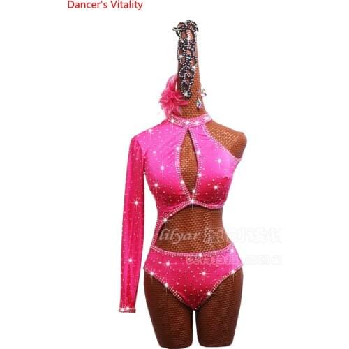 Custom Made Women Latin Dance Competition Clothing Performance Luxury Diamond Dance Sexy Dress
