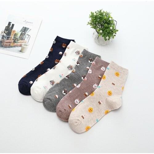 Ladys Casual socks Cotton Womens Garments Female short sock Cartoon Cute Cats breathable Bear Lovely socks Gifts Crew Sock