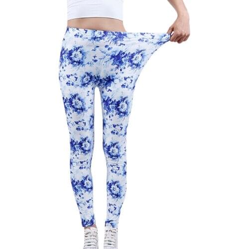 YSDNCHI Woman Pants Workout Legging White Flower Printing Fitness Leggins High Waist Slim Gym Skinny Sexy Drop Shipping Elastic