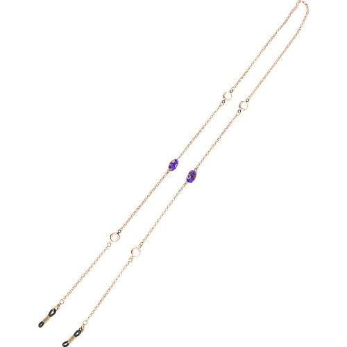 Gold Link Chain Glass Beads Eyeglass Cord Reading Eyewear Spectacles Chain