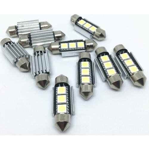 10pcs Dome ligh Festoon 36mm 39mm 41mm SMD 5050 LED White Car Light CANBUS Error Free C5W LED Lamp auto Bulb interior light 12V