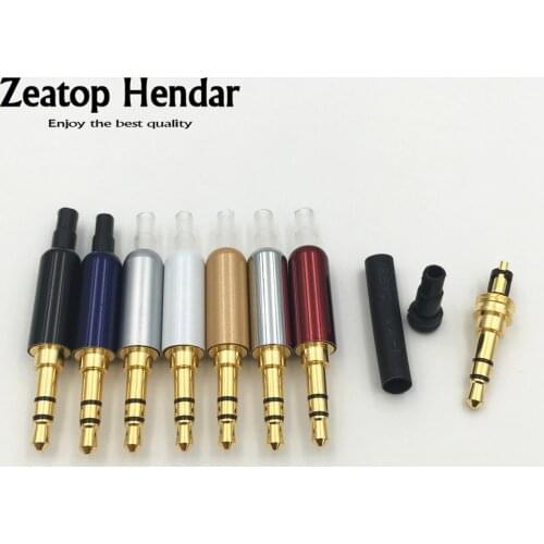 100Sets 3.5mm Audio 3Pole Stereo Male Jack with Tail Plug +Heat Shrink Tube for DIY Repair Headset Earphone Connector