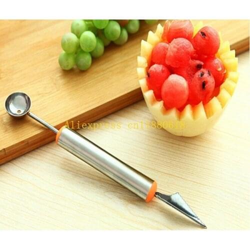 200pcs/lot Double Head Dig Ball Scoop Spoon Baller DIY Creative Assorted Cold Dishes Tools Watermelon Melon Fruit Carving Knife