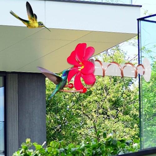 2021 Flower Design Hummingbird Bird Feeder Tube Decorative Dispenser Tool Water Hanging Bird Window Outdoor Bird Reliable
