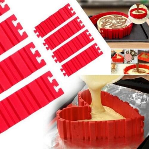 4 PCS Adjustable Nonstick DIY Silicone Cake Mold Square Flower Heart Round Cake Pan Moulds Kitchen Baking Pastry Tools