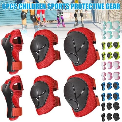6pcs/set Kids Protective Gear Knee Pads Elbow Pads Wrist Guard Set for Kids Full Protective for Rollerblading Skateboard EDF88