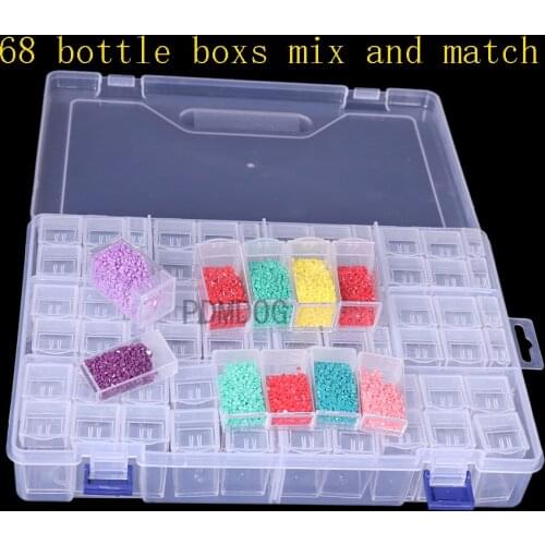 ARMYQZ 68/32 Slots Diamond Painting Tools Organizing Storage Boxes Transparent Plastic Jewelry Drill Storage Box Organizer