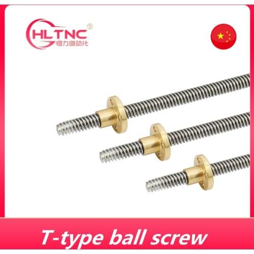 3D Printer T8 T10 T12 Lead Screw OD 8mm 10mm 12mm Pitch 2mm Lead 2mm 4mm 8mm 200mm 250mm 300mm 350mm 400mm 450mm 500mm With Nut