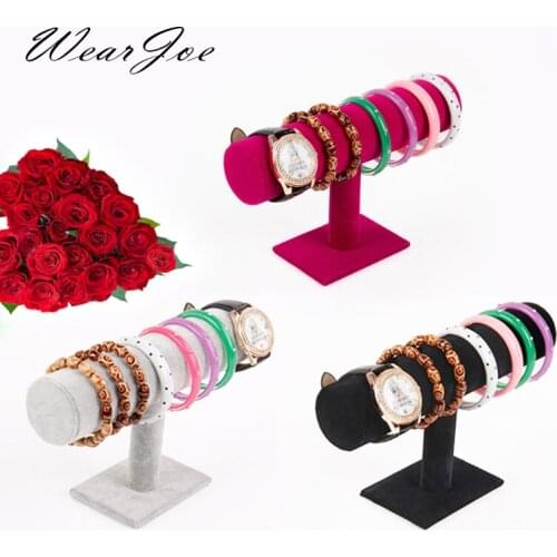 Free Shipping Soft Velvet Jewelry Display Wooden T-Bar Rack Watch Bracelet Necklace Chain Headband Storage Carrying Stand Holder