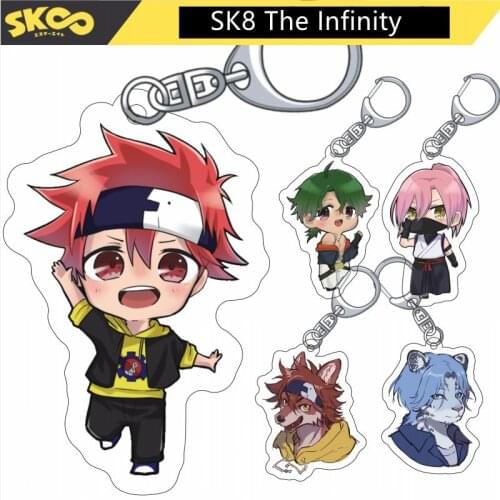 Anime SK8 The Infinity Keychains Cosplay Miya Langa Reki Cherry Blossom Adam Key Rings Kawaii Pendants Fashon Jewerly Gifts