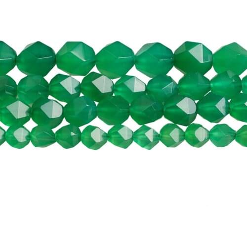 New Fashion Natural Stone Big Faceted Green Agates Round Loose Beads 6 8 10 MM Fit Diy Beads For Jewelry Making Part15' String