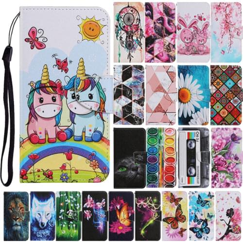 Case on For Huawei PSmart P Smart Z Plus 2019 2020 Leather Flip Stand Phone Cover Cute Butterfly Unicorn Lion Panda Flower Capa