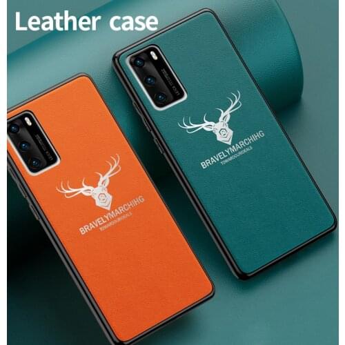 Skeypaik Genuine Leather Case For Huawei P40 30 20 Pro Lite Cover Deer Lens Protection Shockproof Cover Wireless charger