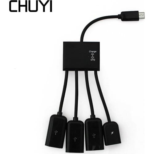 CHUYI 4 Port USB Hub Multifunction Micro USB2.0 Power Charging OTG Hub Cable Connector Spliter For Smartphone Computer Tablet PC