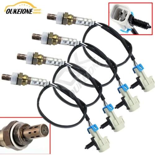 4pcs Oxygen Sensor for 2002 2003 2004 2005 GMC Sonoma 4.3L GMC Yukon 5.3L 4 Wires Upstream Downstream 234-4668 234-4650 234-4343