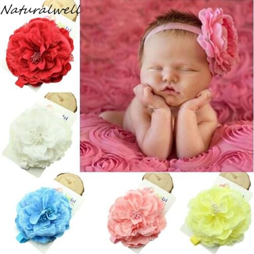 Naturalwell Baby Children Girls Headbands Big Flower Headband Lace Hairband Headwear Infant hair accessories Photo Prop 1pc